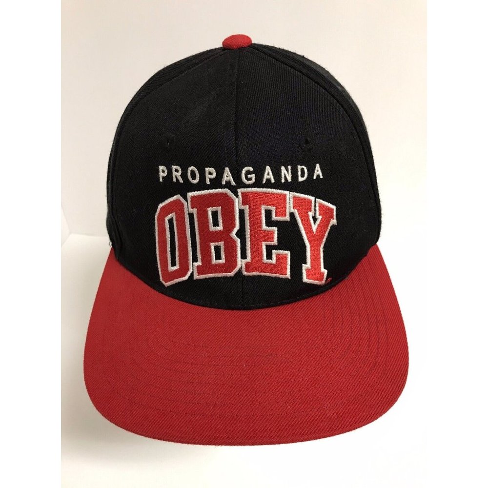 Propaganda Obey Red Black Snapback Hat